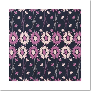 Repetitive Pink Floral Pattern Posters and Art